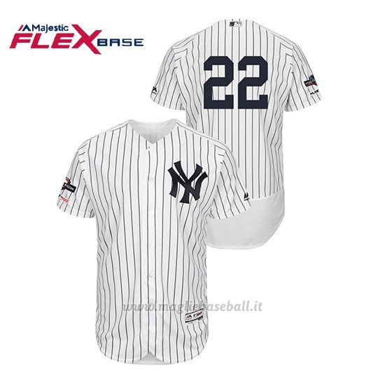 Maglia Baseball Uomo New Y Ork Yankees 22 Jacoby Ellsbury 2019 Postseason Flex Base Bianco
